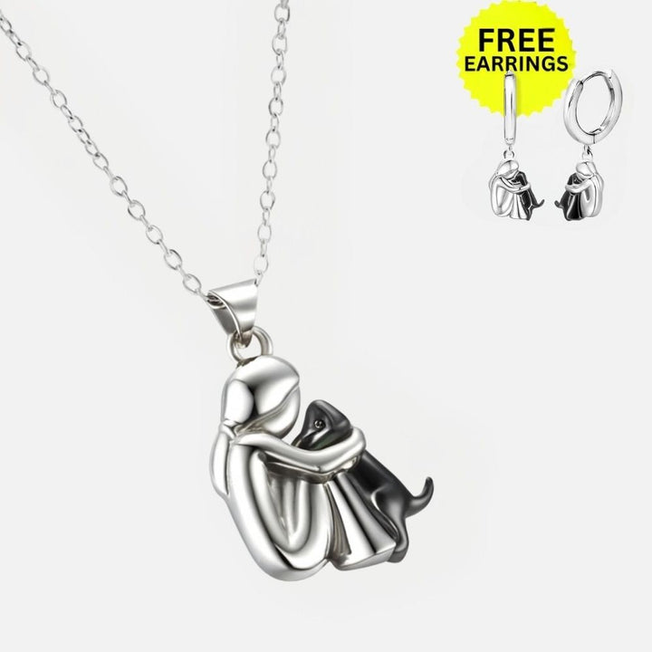 Dog Hug Pendant Necklace with Bonus Earrings – Limited Time Offer