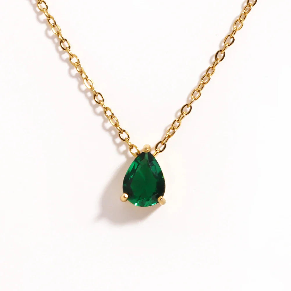 Crystal Teardrop Birthstone Necklace