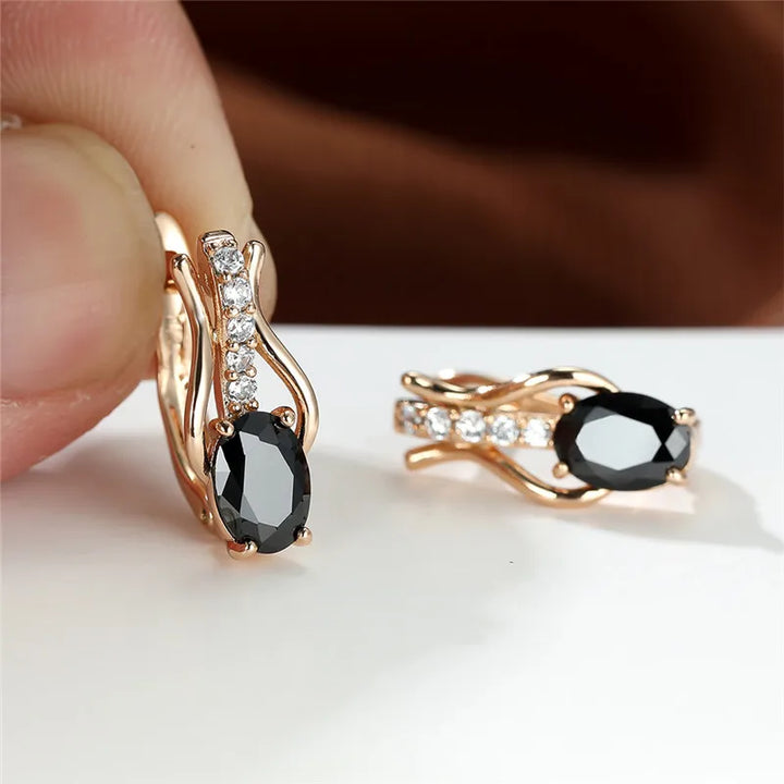 Crystal Oval Hoop Birthstone Earrings