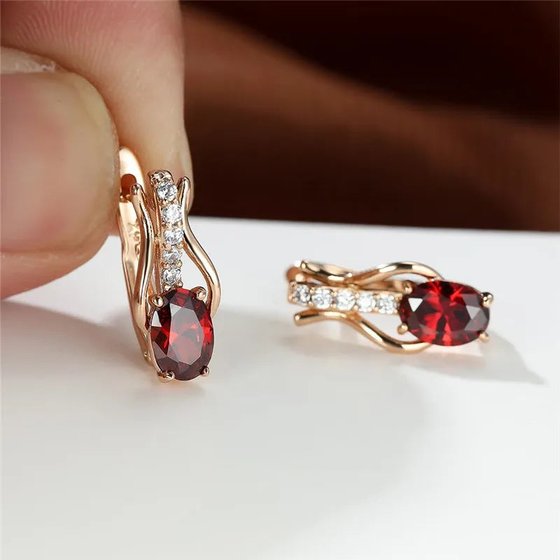 Crystal Oval Hoop Birthstone Earrings