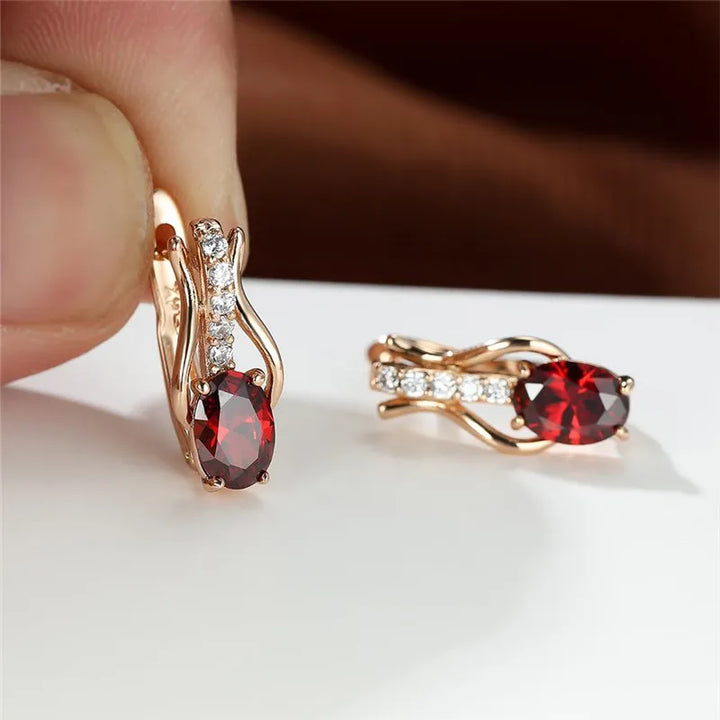 Crystal Oval Hoop Birthstone Earrings