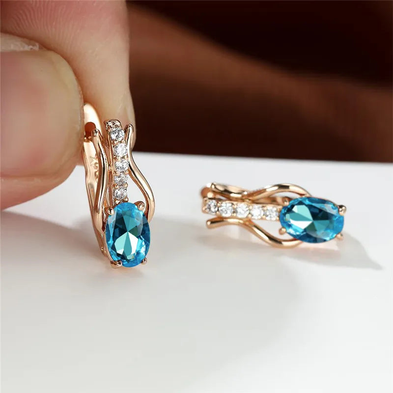 Crystal Oval Hoop Birthstone Earrings