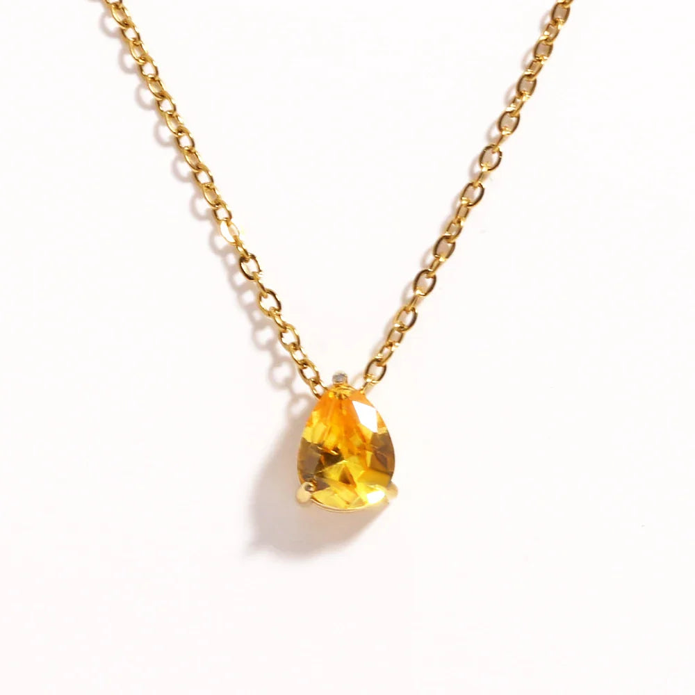 Crystal Teardrop Birthstone Necklace
