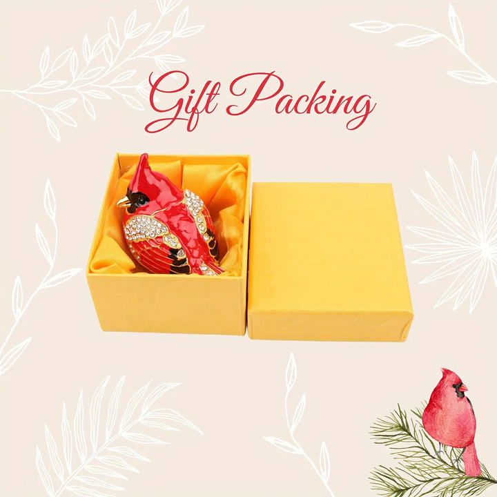 Handcrafted Cardinal Bird Enamel Jewelry Box