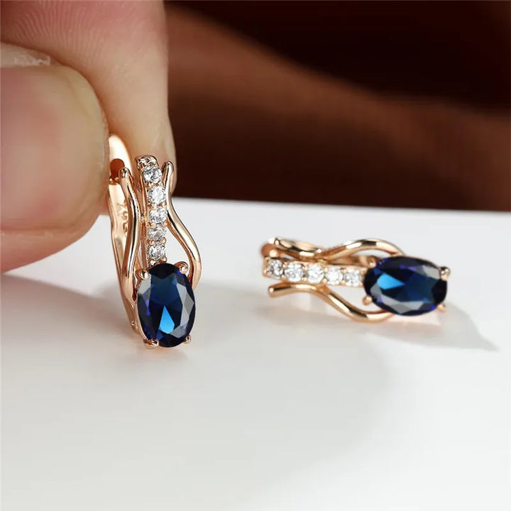 Crystal Oval Hoop Birthstone Earrings