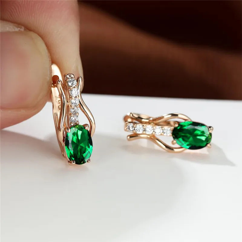 Crystal Oval Hoop Birthstone Earrings