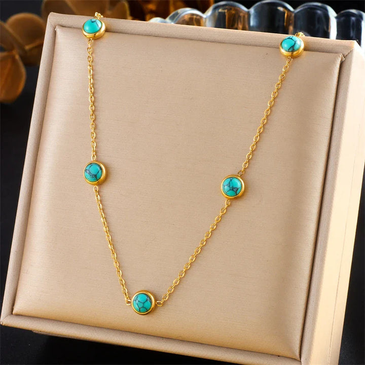 Turquoise Dreams Golden Jewelry Set