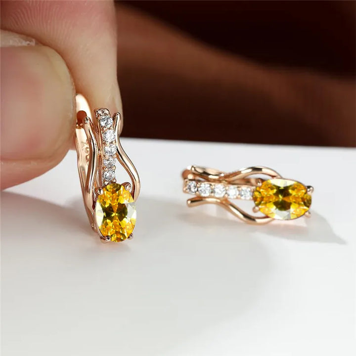 Crystal Oval Hoop Birthstone Earrings