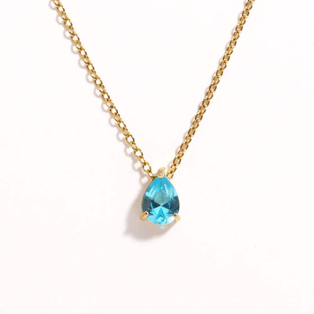 Crystal Teardrop Birthstone Necklace
