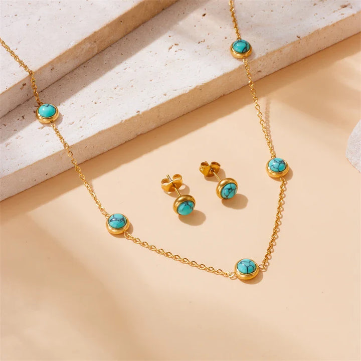 Turquoise Dreams Golden Jewelry Set