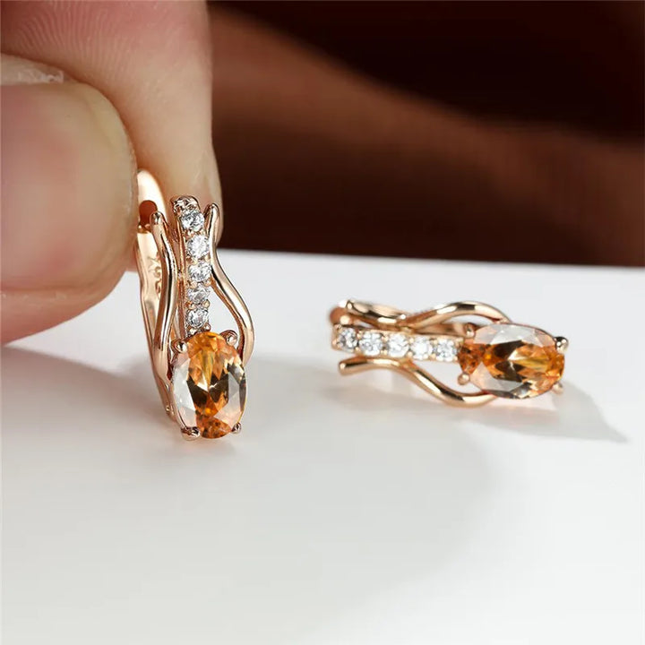 Crystal Oval Hoop Birthstone Earrings