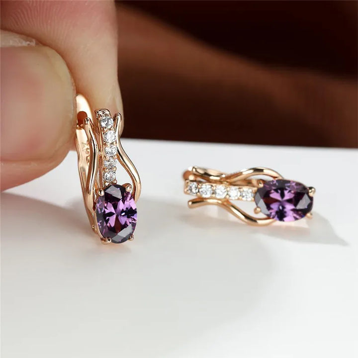 Crystal Oval Hoop Birthstone Earrings