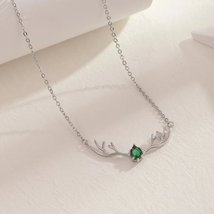 Deer Antler Necklace with Delicate Heart Charm