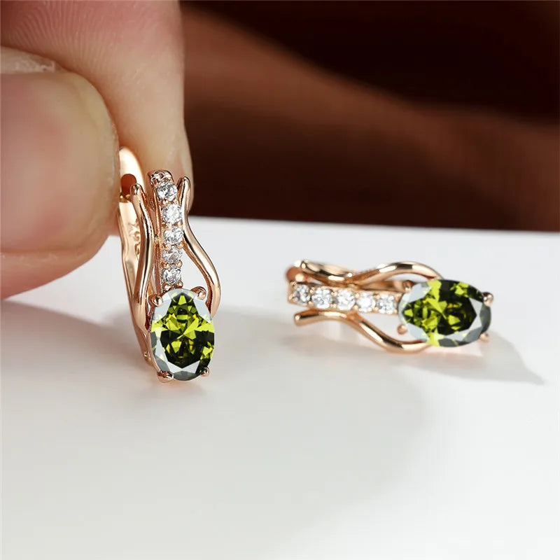 Crystal Oval Hoop Birthstone Earrings
