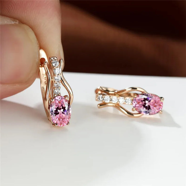 Crystal Oval Hoop Birthstone Earrings