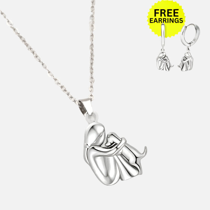 Dog Hug Pendant Necklace with Bonus Earrings – Limited Time Offer