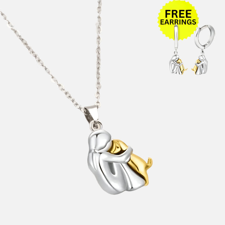 Dog Hug Pendant Necklace with Bonus Earrings – Limited Time Offer